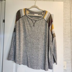 Denim 24/7 Gray and Yellow Crewneck Sweater Size 3 EUC